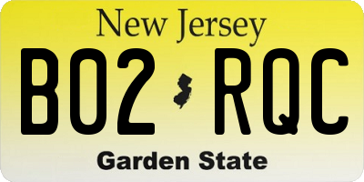 NJ license plate B02RQC