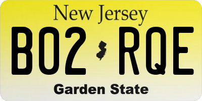 NJ license plate B02RQE