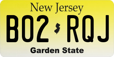 NJ license plate B02RQJ