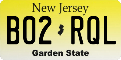 NJ license plate B02RQL