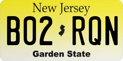 NJ license plate B02RQN