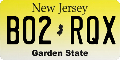 NJ license plate B02RQX