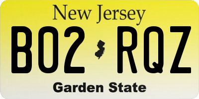 NJ license plate B02RQZ