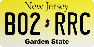 NJ license plate B02RRC