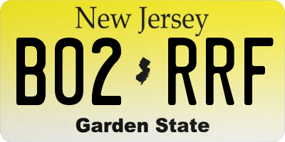 NJ license plate B02RRF