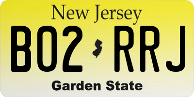NJ license plate B02RRJ