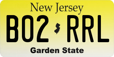 NJ license plate B02RRL