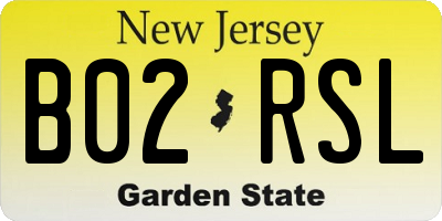 NJ license plate B02RSL