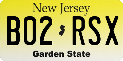 NJ license plate B02RSX