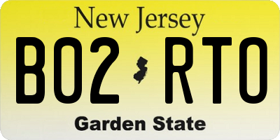 NJ license plate B02RTO