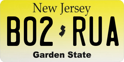 NJ license plate B02RUA