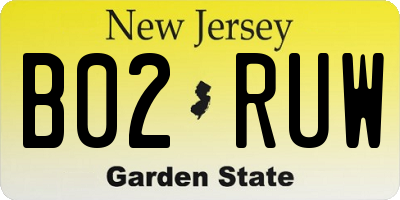NJ license plate B02RUW