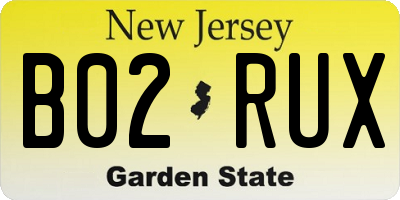 NJ license plate B02RUX