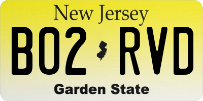 NJ license plate B02RVD