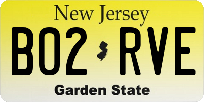 NJ license plate B02RVE