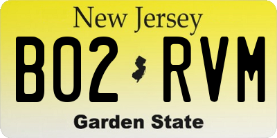 NJ license plate B02RVM