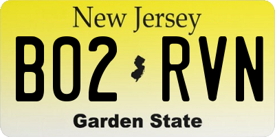 NJ license plate B02RVN