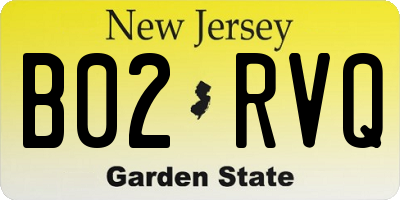 NJ license plate B02RVQ