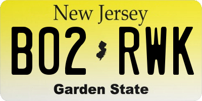 NJ license plate B02RWK