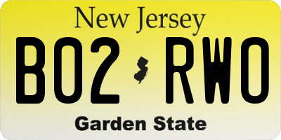 NJ license plate B02RWO