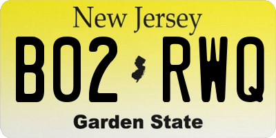 NJ license plate B02RWQ