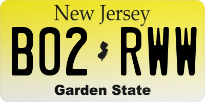 NJ license plate B02RWW