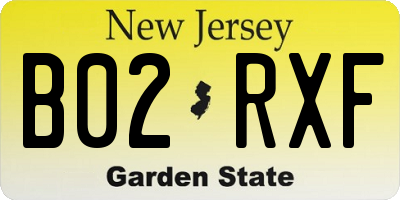 NJ license plate B02RXF