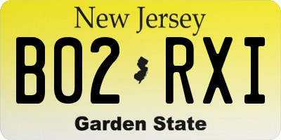 NJ license plate B02RXI
