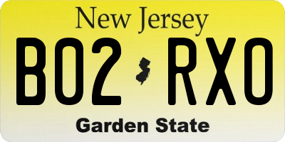NJ license plate B02RXO