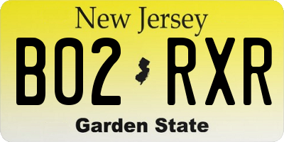 NJ license plate B02RXR