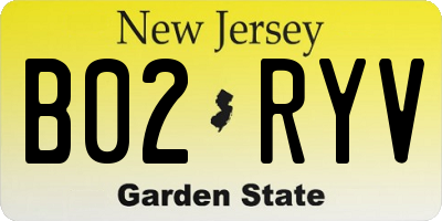 NJ license plate B02RYV