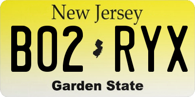 NJ license plate B02RYX