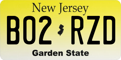NJ license plate B02RZD