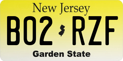 NJ license plate B02RZF