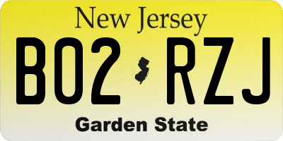 NJ license plate B02RZJ