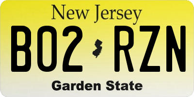 NJ license plate B02RZN