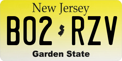 NJ license plate B02RZV