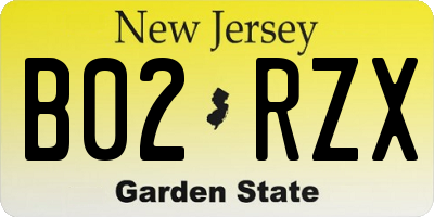 NJ license plate B02RZX