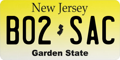NJ license plate B02SAC