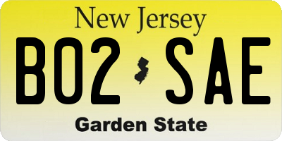 NJ license plate B02SAE