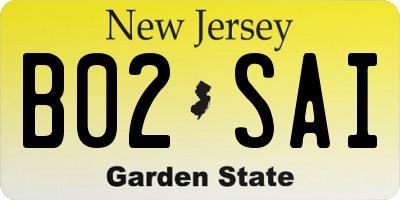 NJ license plate B02SAI