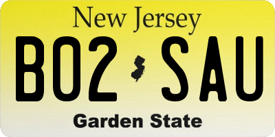 NJ license plate B02SAU