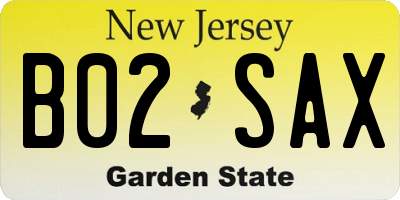 NJ license plate B02SAX