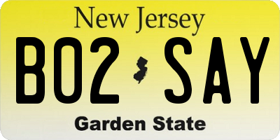 NJ license plate B02SAY