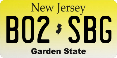 NJ license plate B02SBG