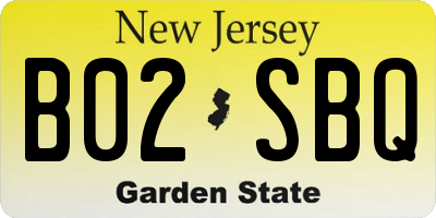 NJ license plate B02SBQ