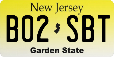 NJ license plate B02SBT
