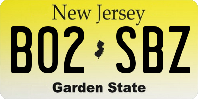 NJ license plate B02SBZ