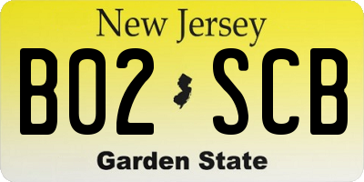 NJ license plate B02SCB