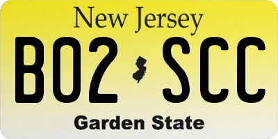 NJ license plate B02SCC